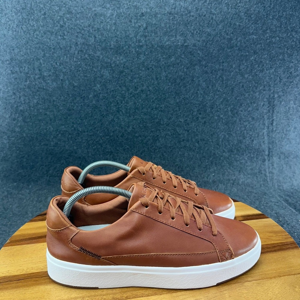 Kizik Vegas Mens 9.5 Wide Brown Leather Hands Free Sneakers G2FC DVEGDT01-2E